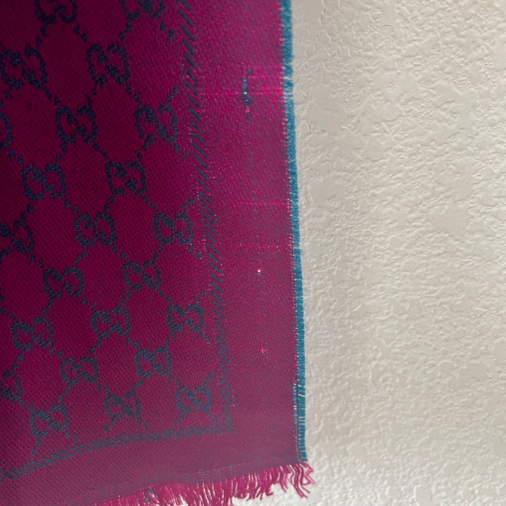 Gucci GG Reversible Scarf - Petroleum Blue/Pink - Picture 6 of 13